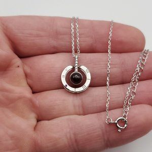 16 Inch 925 Sterling Silver Roman Numerals Cubic Zirconia Gems Necklace